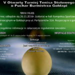 Po koniec listopada V Otwarty Turniej Tenisa Stołowego
