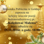Zapraszają na kolejny wieczór poezji bożonarodzeniowej