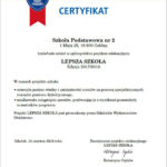 Certyfikat Lepszej Szkoły 2017/2018 dla SP2 w Gołdapi