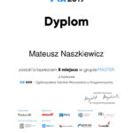 Został laureatem II miejsca w grupie MASTER w konkursie PIX2019