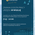 UWAGA! ZMIANA GODZIN PRACY URZĘDU W WIGILIĘ