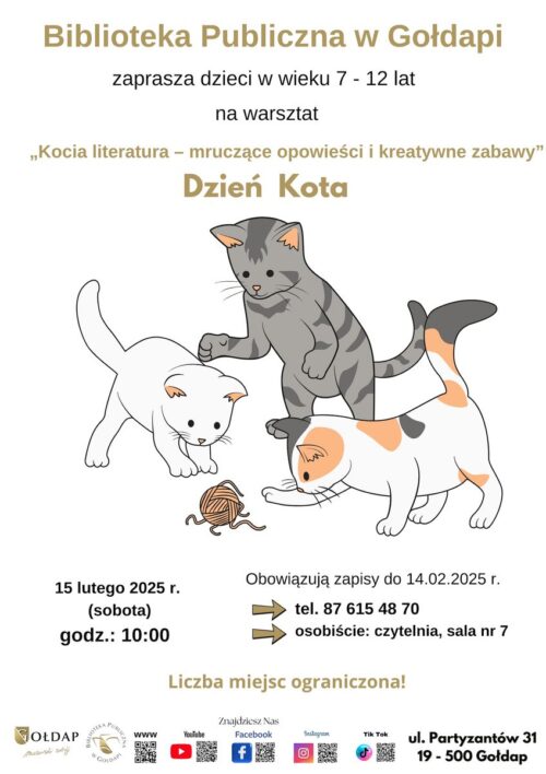 Biblioteka zaprasza na warsztat „Kocia literatura…”