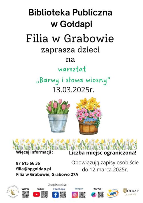 Zapraszamy dzieci na warsztat „Barwy i słowa wiosny”