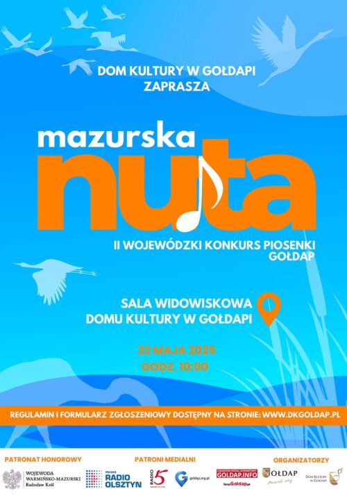 Zapraszają do udziału w II Wojewódzkim Konkursie Piosenki „Mazurska Nuta”