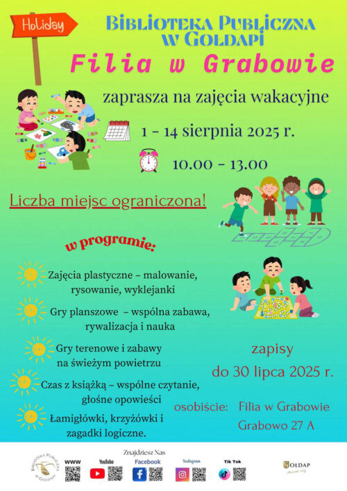 Wakacje w bibliotece Filii w Grabowie