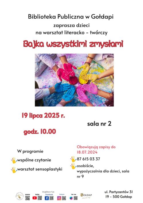 Biblioteka zaprasza na warsztat „Bajka wszystkimi zmysłami”