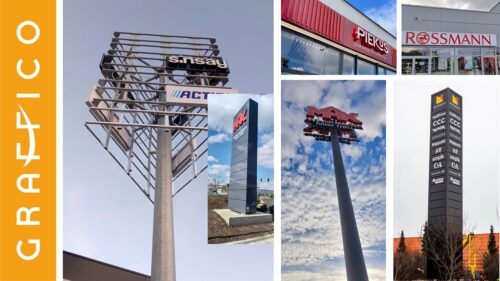 Pylony reklamowe dla parków handlowych – inwestycja w widoczność 24/7