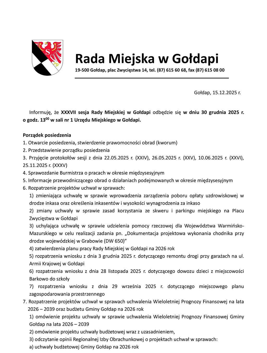 Budżetowa sesja Rady Miejskiej