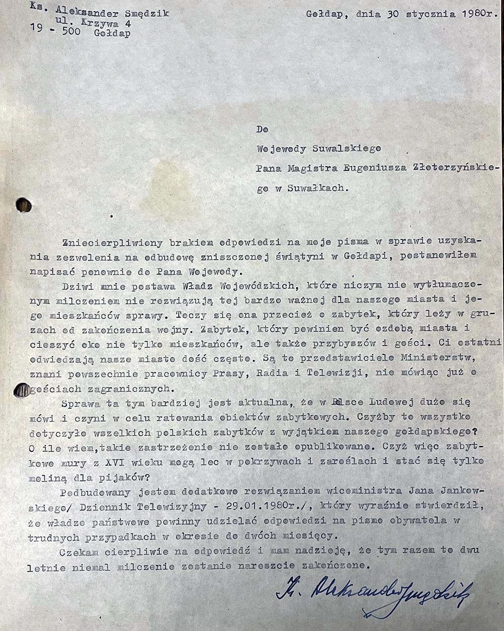 Odbudowa kościoła w Gołdapi – determinacja wiernych i milczenie władz (1980 r.)