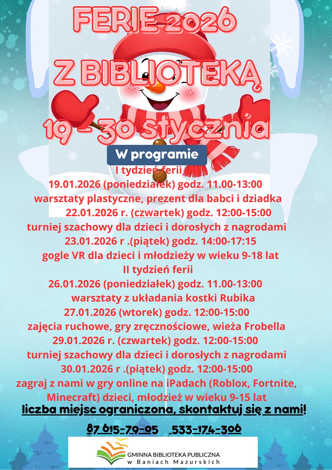 Ferie z biblioteką w Baniach Mazurskich