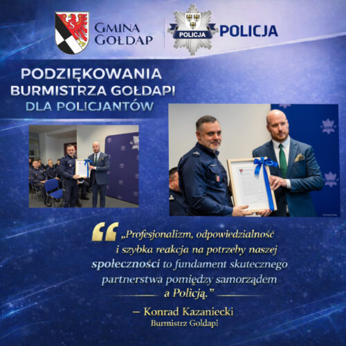 Podziękowania burmistrza Gołdapi dla policjantów