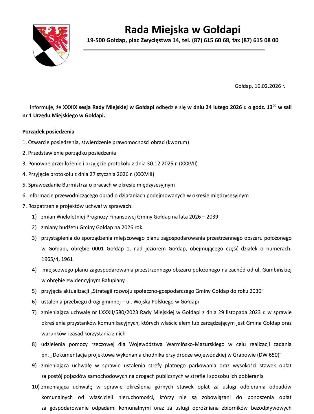 Wtorkowa sesja Rady Miejskiej