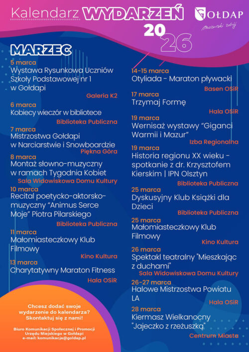 Kalendarz wydarzeń – marzec 2026