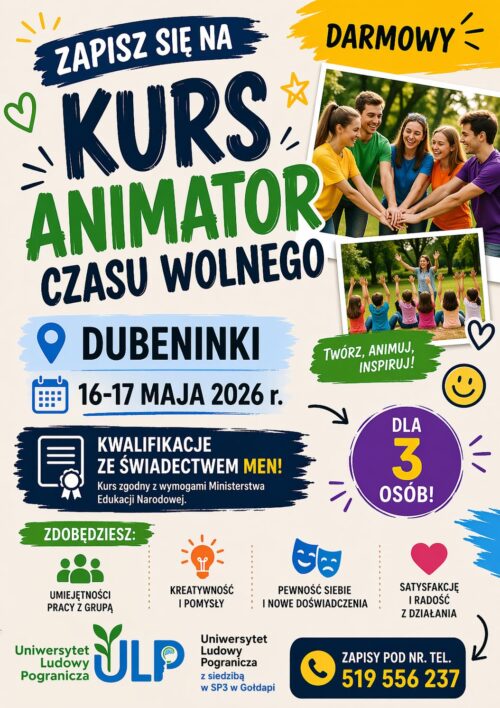 Zapraszają na „Kurs animatora czasu wolnego”