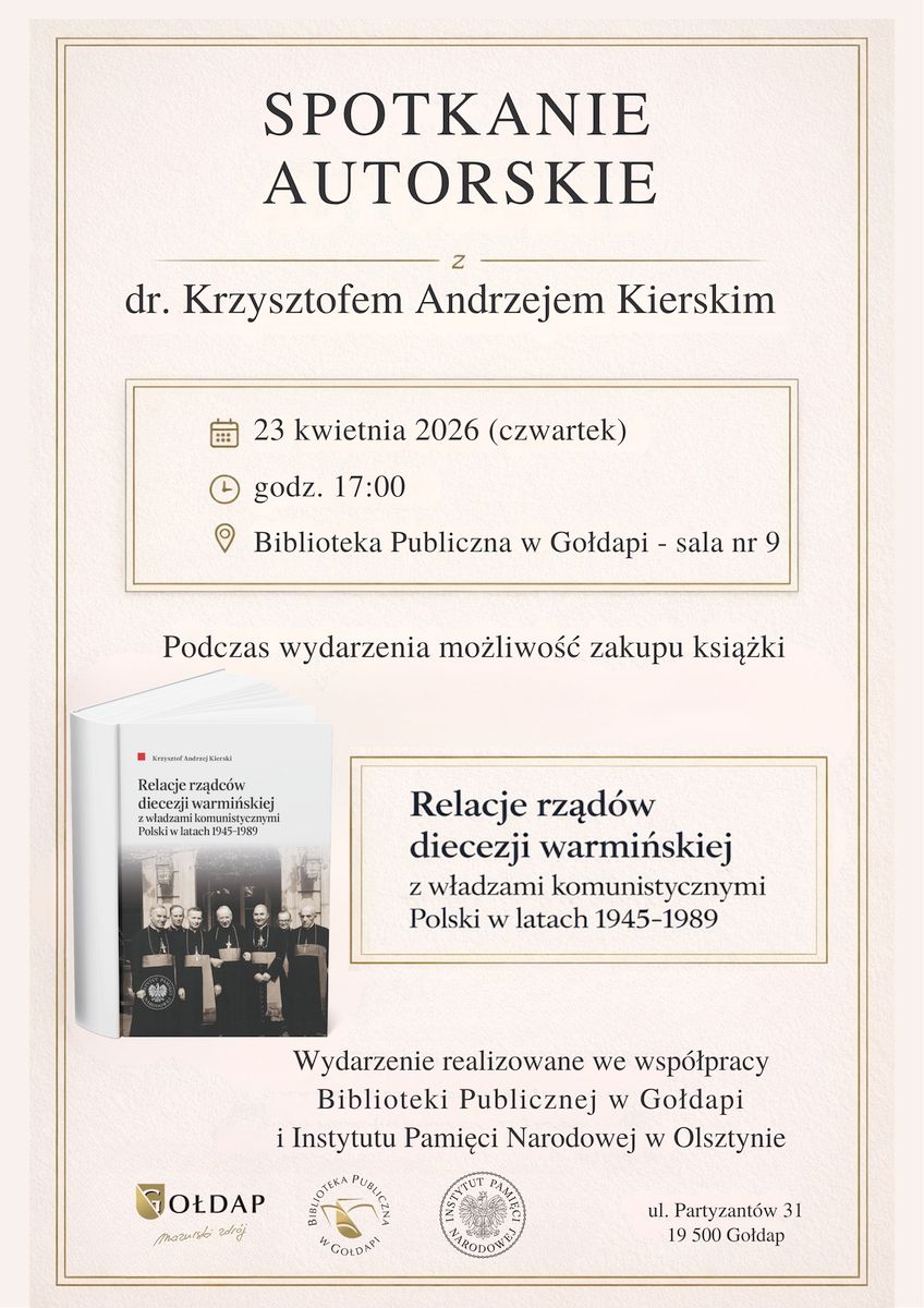 Zapraszają na spotkanie z dr. Krzysztofem Andrzejem Kierskim