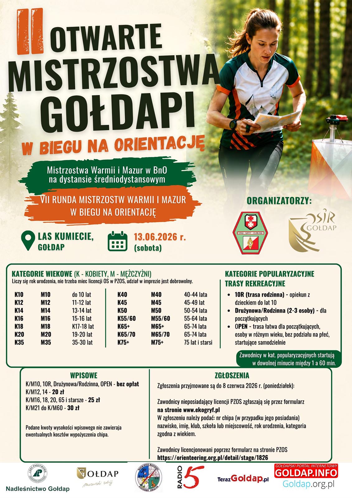 VII runda Mistrzostw Warmii i Mazur w Biegu na Orientację niebawem