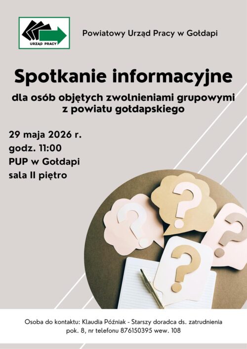 PUP w Gołdapi. Spotkanie informacyjne dla osób objętych zwolnieniami grupowymi