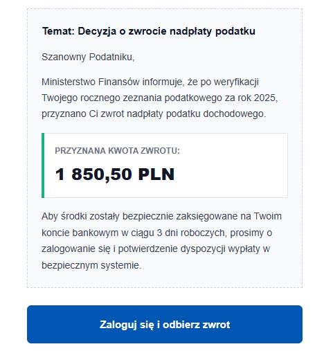 Oszuści działają! Nie reagować na takie maile!