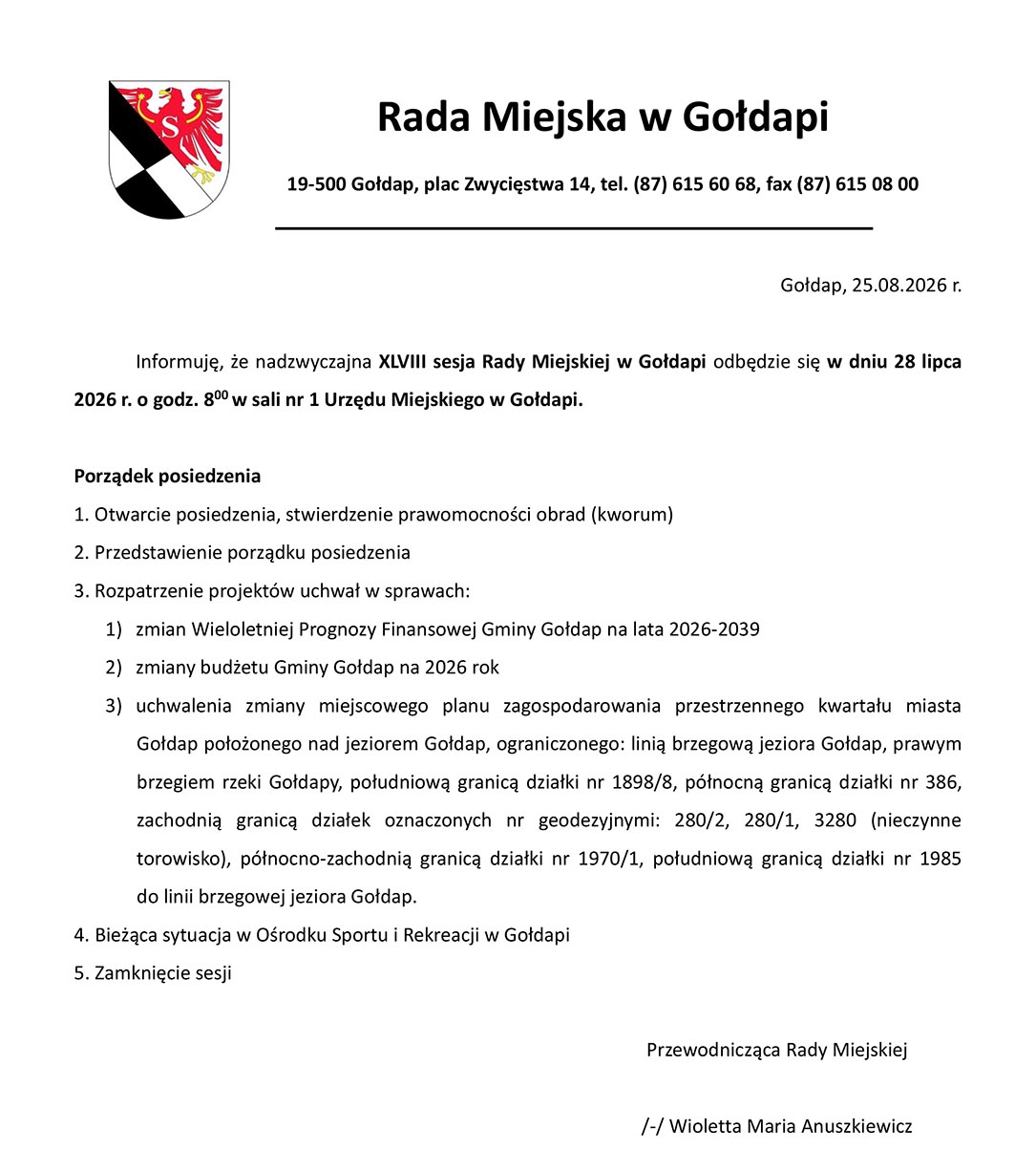 Piątkowa, nadzwyczajna sesja Rady Miejskiej