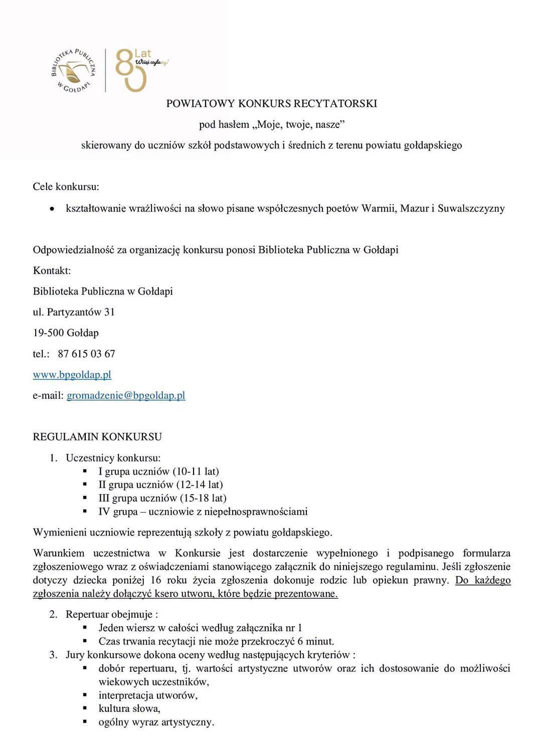 Poeci Warmii, Mazur i Suwalszczyzny – czas na recytację!
